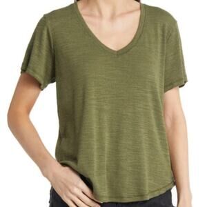 Treasure & Bond Slub Jersey V-Neck T-Shirt - Olive Moss Size S